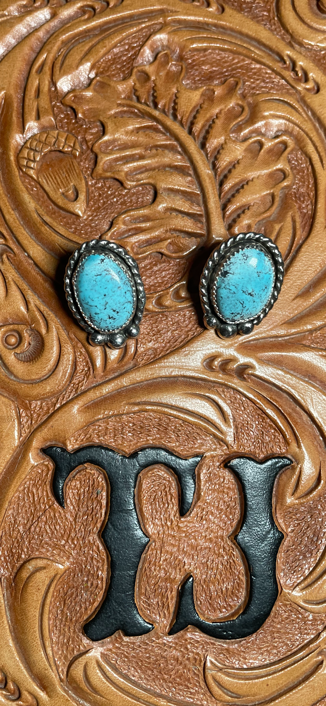 Iron Maiden Turquoise Earring Studs