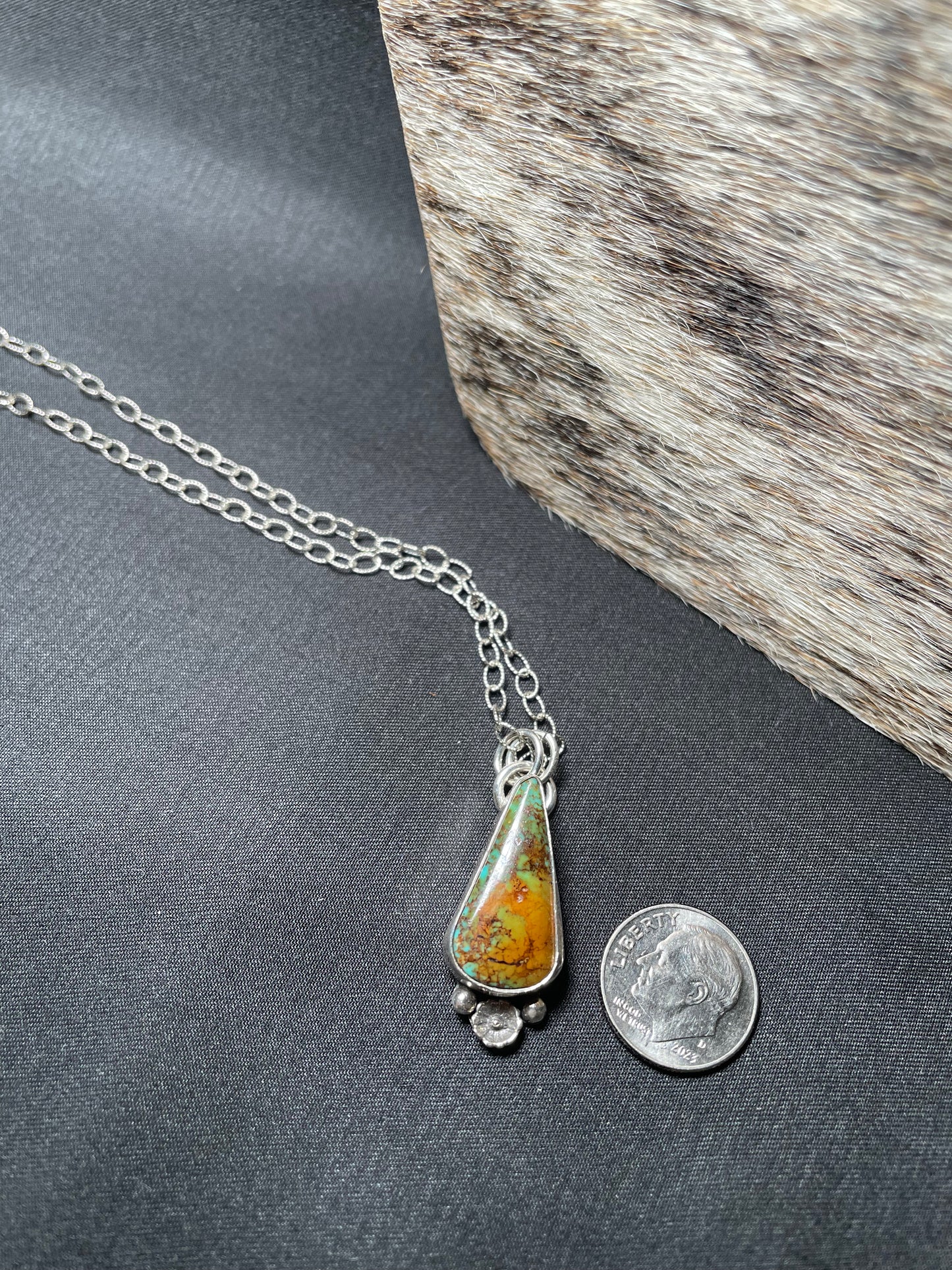 Alacran Turquoise pendant on 18 inch Sterling chain