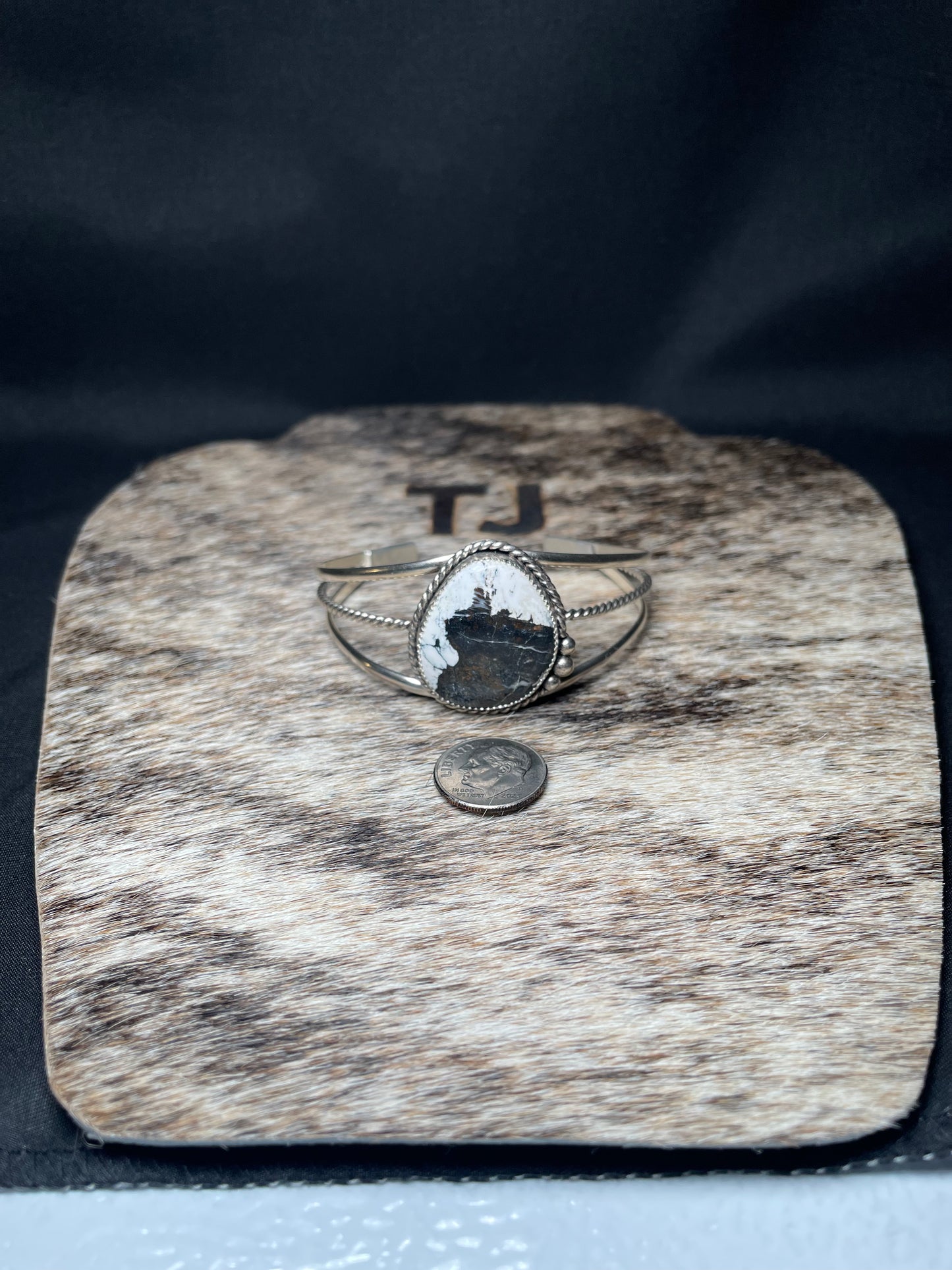 Large White Buffalo Sterling cuff