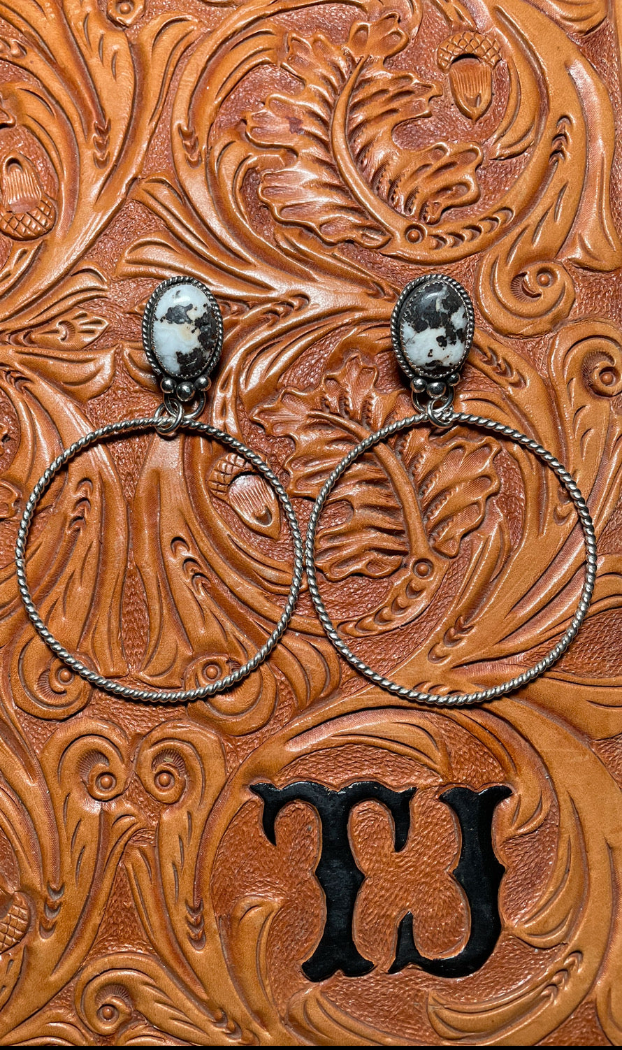 White Buffalo Turquoise Hoop earrings