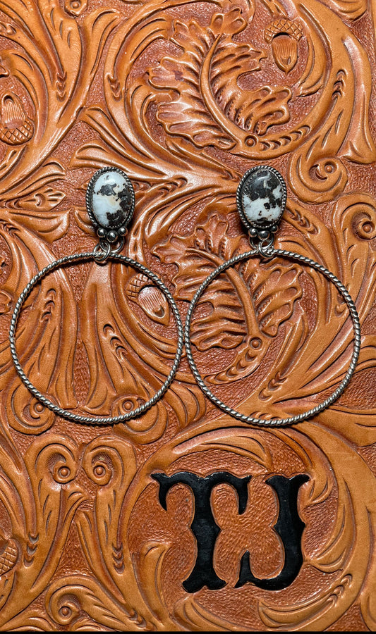 White Buffalo Turquoise Hoop earrings