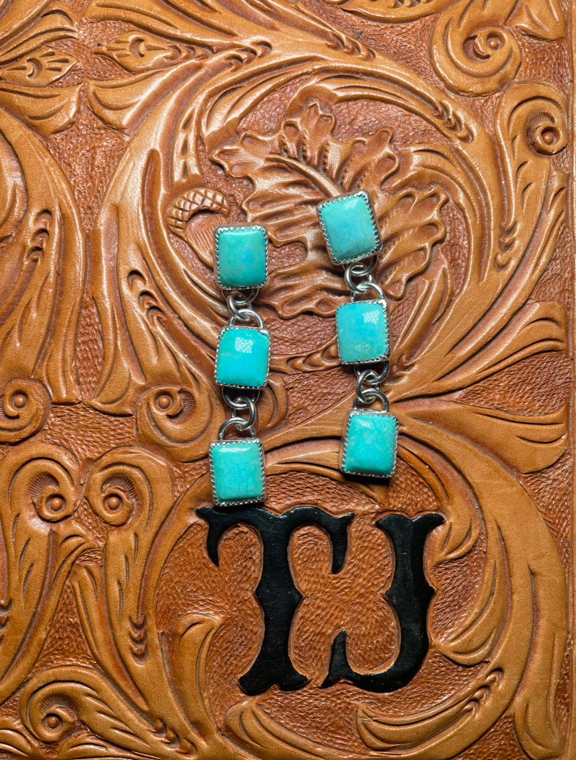 Campitos Turquoise 3 Stone Dangle Earrings