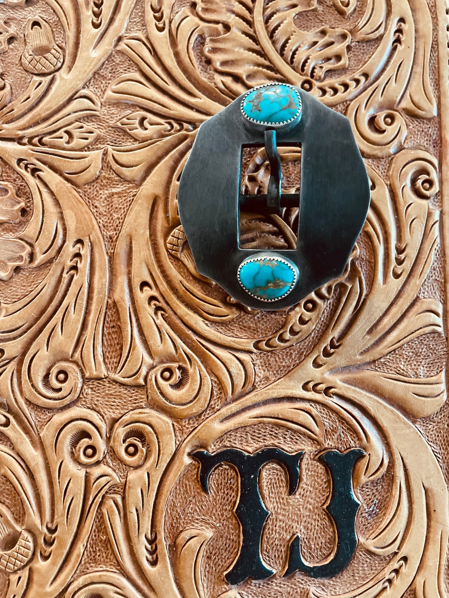 Headstall buckle with turquoise stones for 5/8”strap