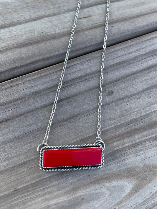 Red Rosarita bar necklace