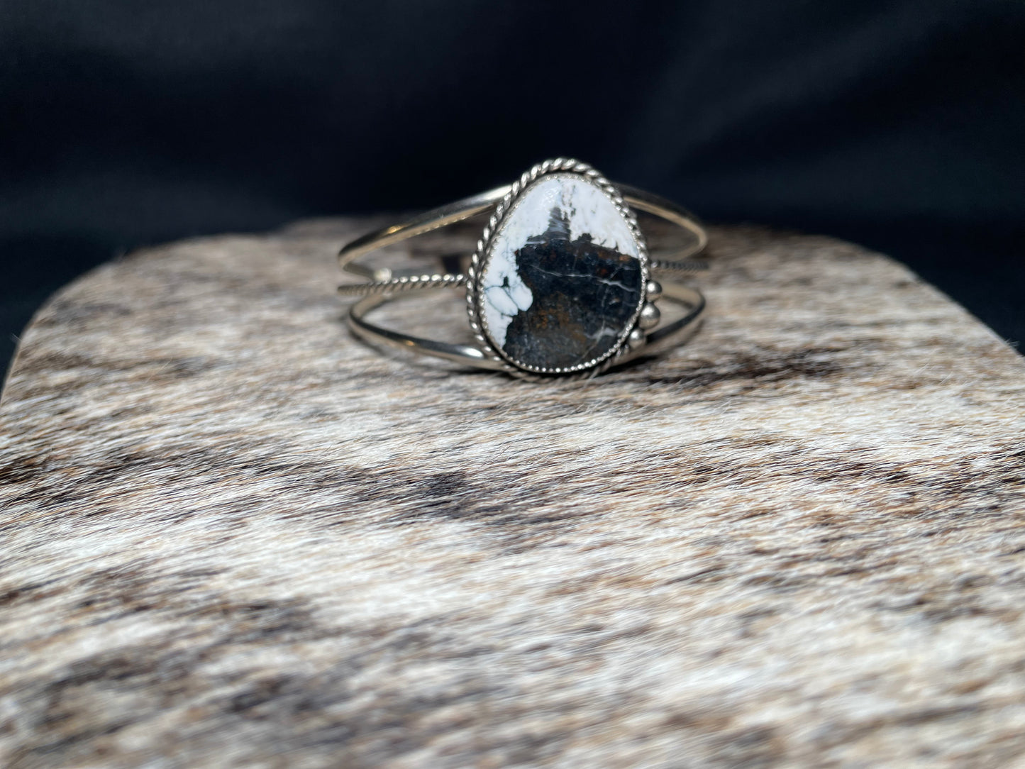 Large White Buffalo Sterling cuff