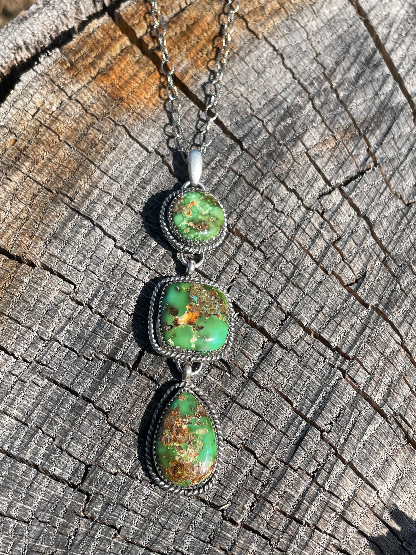 Sonoran Mountain 3 stone drop pendant
